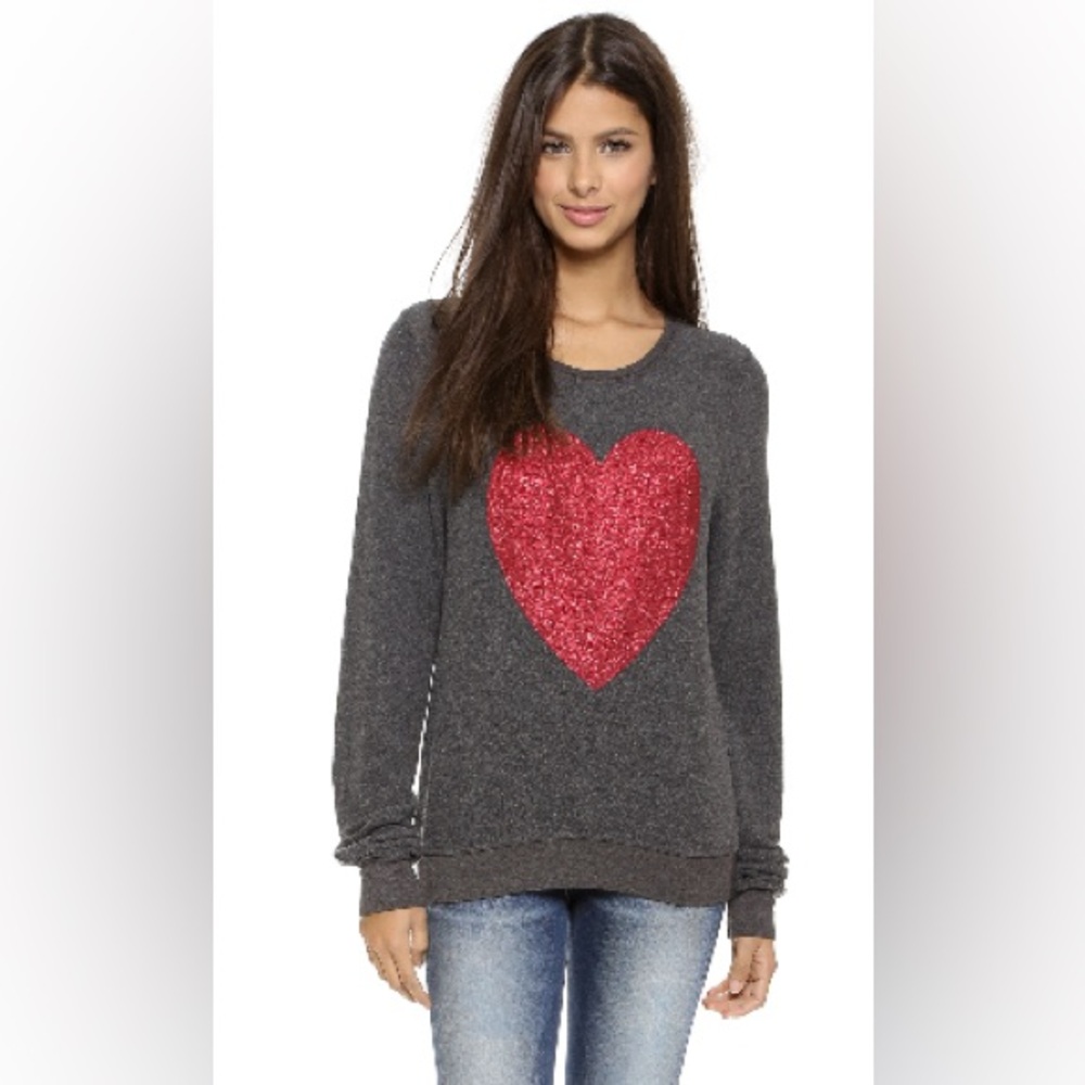 WILD FOX….Sparle Heart Baggy Beach Pullover (Dirty Black)…Washed/Never Worn